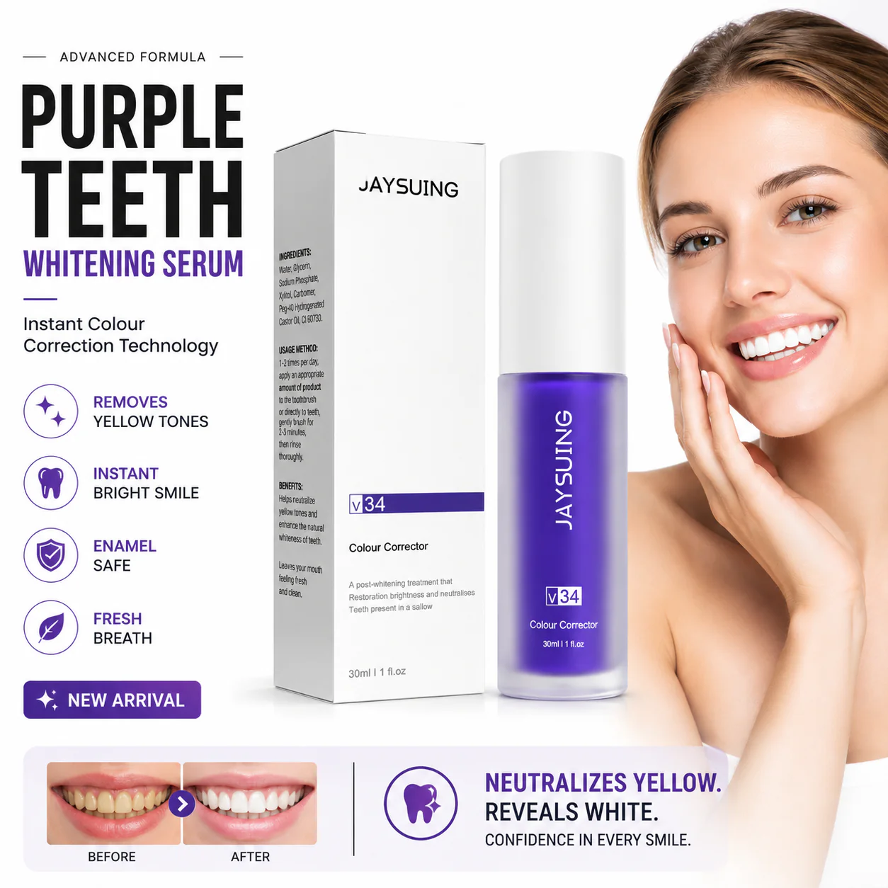 Jaysuing Purple Teeth Whitening Toothpaste ORIGINAL FREE HOME DELIEVERY ALL OVER KSA