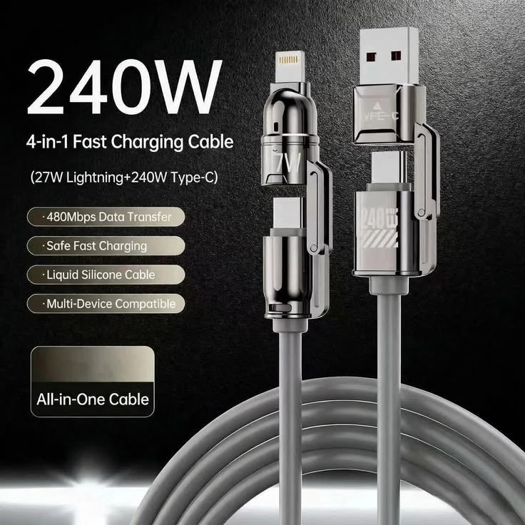 4-in-1 Multi USB Charging Cable FREE SHIPPING ALL OVER KSA