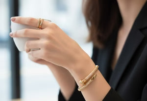 Luxury Nail-Style Sparkle Bangle Set