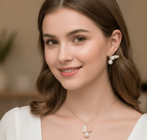 Pearl Sparkle Butterfly Jewelry Set